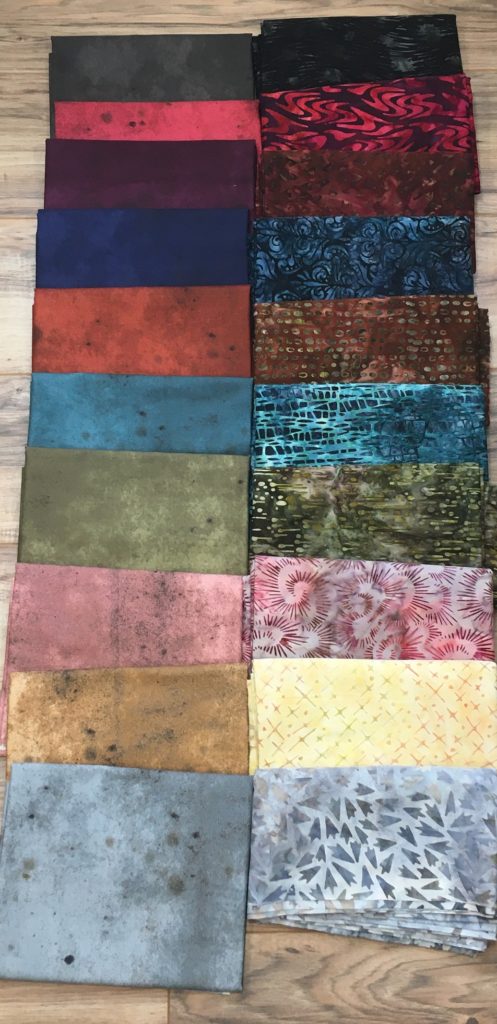 Ten corresponding fabric colors each of textured solid and batik fabrics